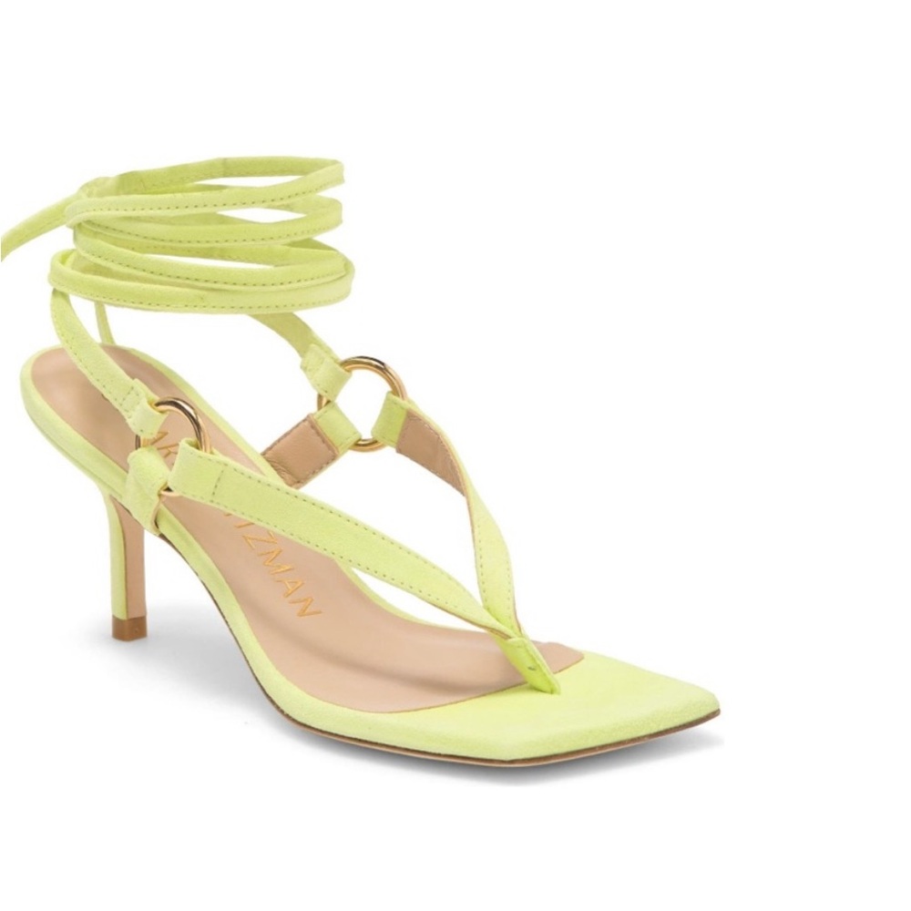 Stuart Weitzman Green Kitten Heel Slingbacks Sandals